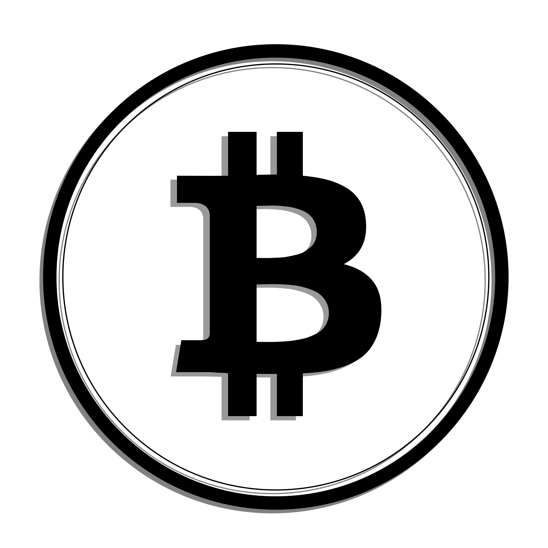 黒い円で囲まれたビットコインのシンボル