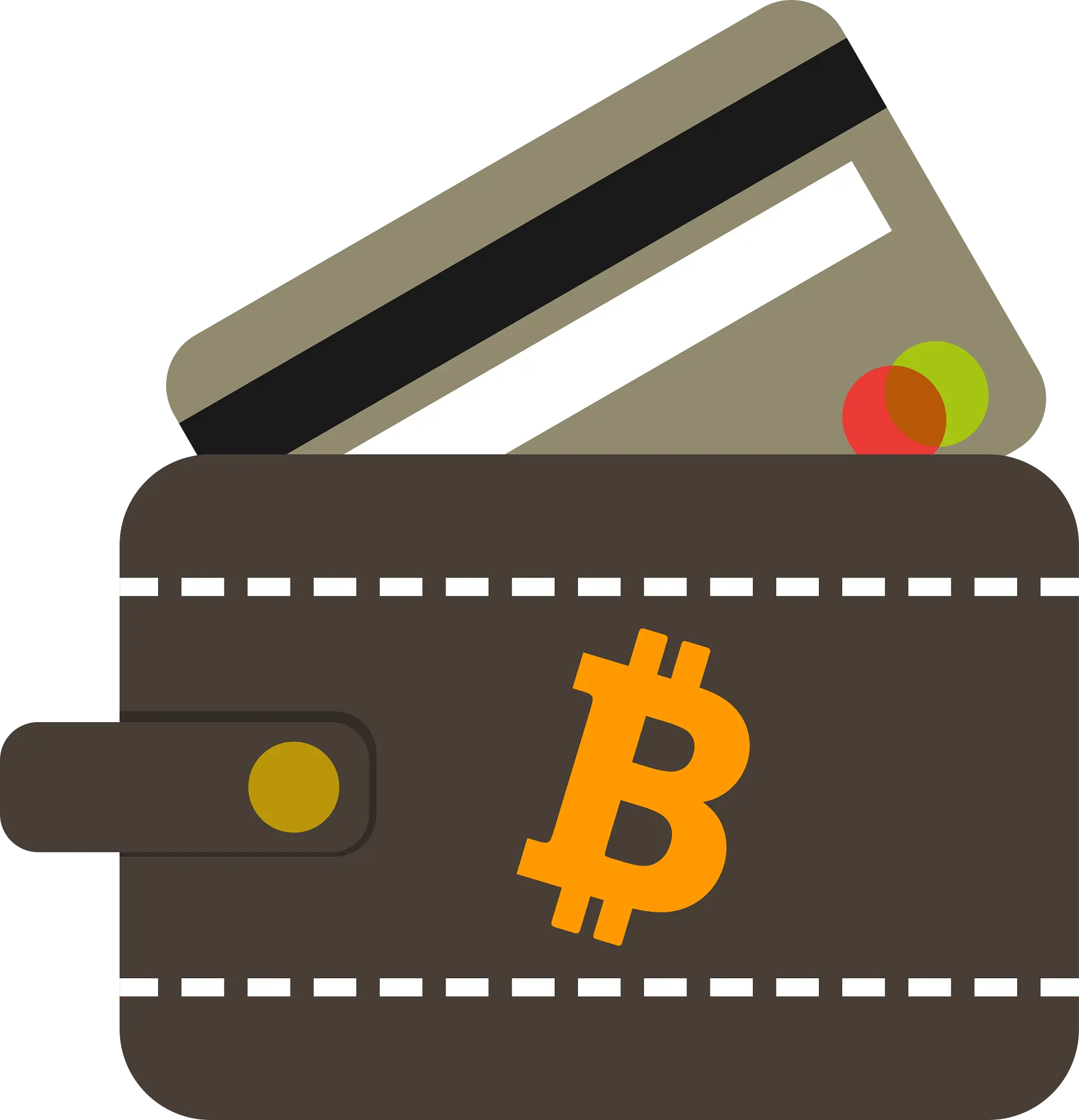 ビットコインのマークが付いた財布のイラスト。暗号資産ウォレットの選び方のイメージ