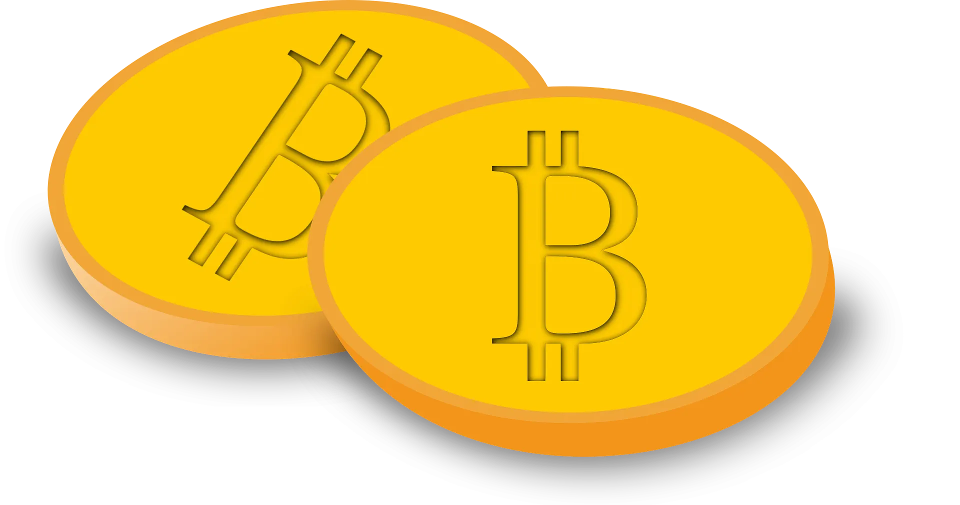 金色のビットコイン硬貨2枚