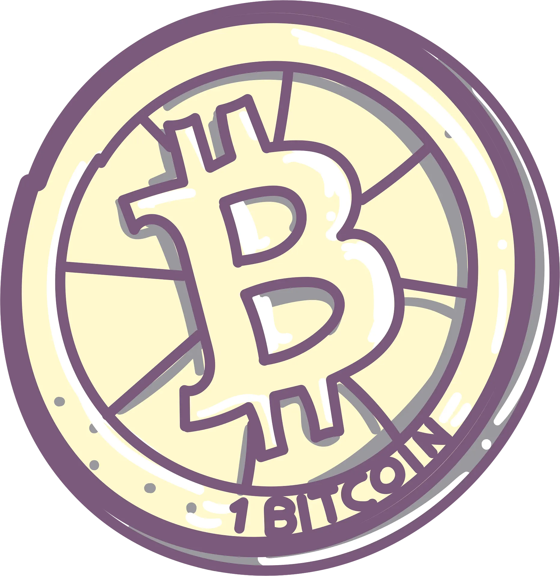 Hand-drawn coin engraved “1 Bitcoin”