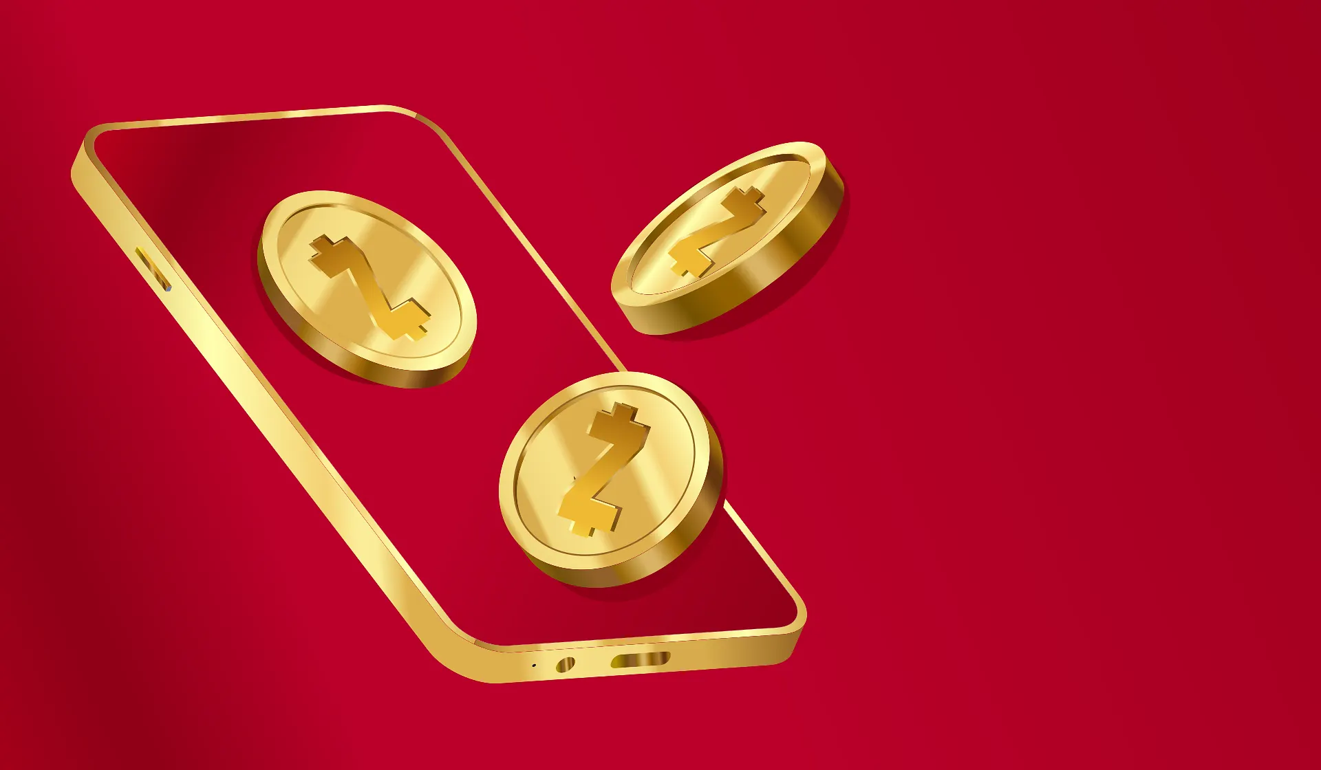 Gold crypto coins spilling out of a smartphone